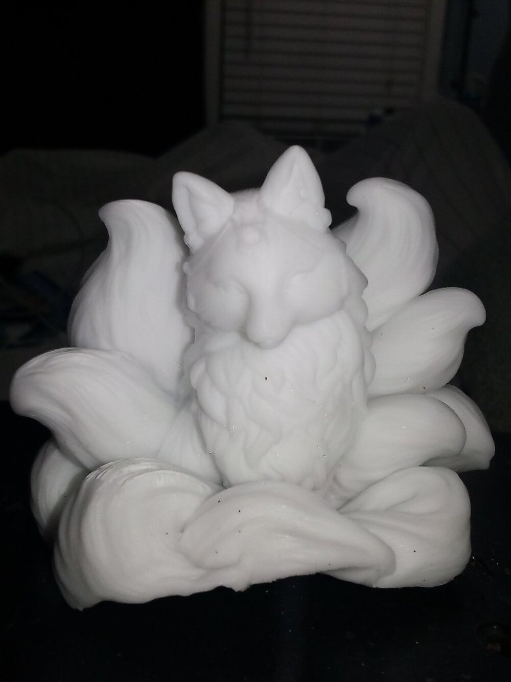 Handmade Elegant White Nine Tail Fox Statue